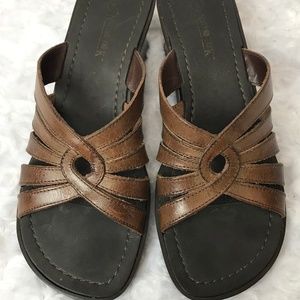 NatureTrek | Brown leather wedge sandals